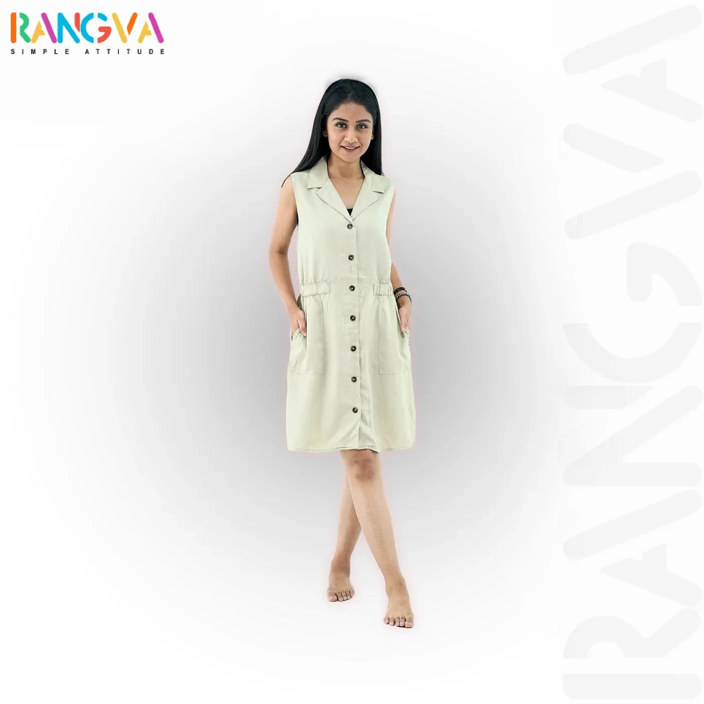 Rangva Women's Cotton Sleeveless Button-Down Shirt